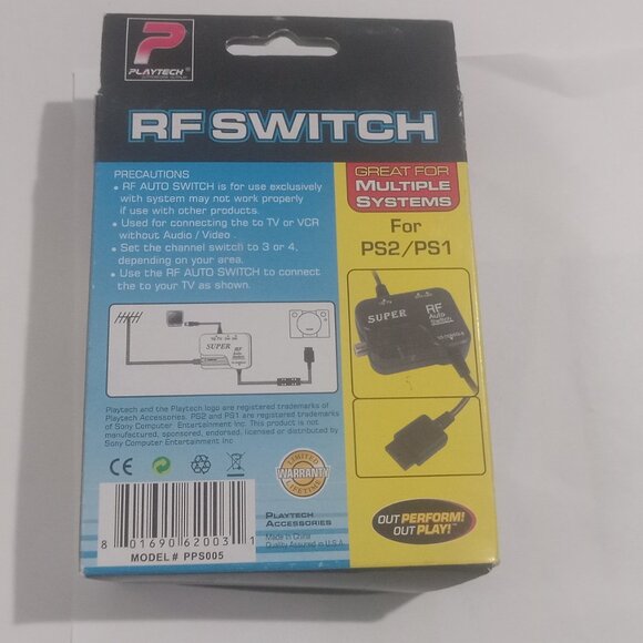 NEW PS2 PS1 RF Auto Switch TV AV Adapter Cable Playtech NEW - Picture 2 of 4